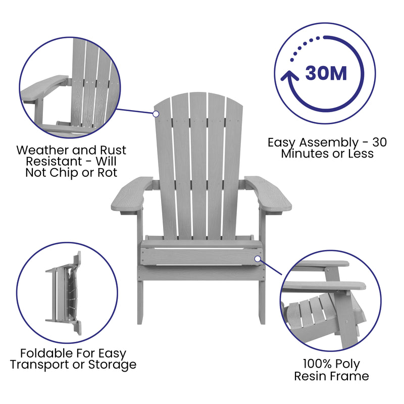 Charlestown All-Weather Poly Resin Indoor/Outdoor Folding Adirondack Chair