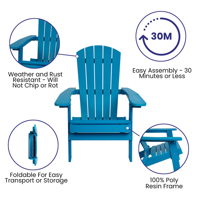 Charlestown All-Weather Poly Resin Indoor/Outdoor Folding Adirondack Chair