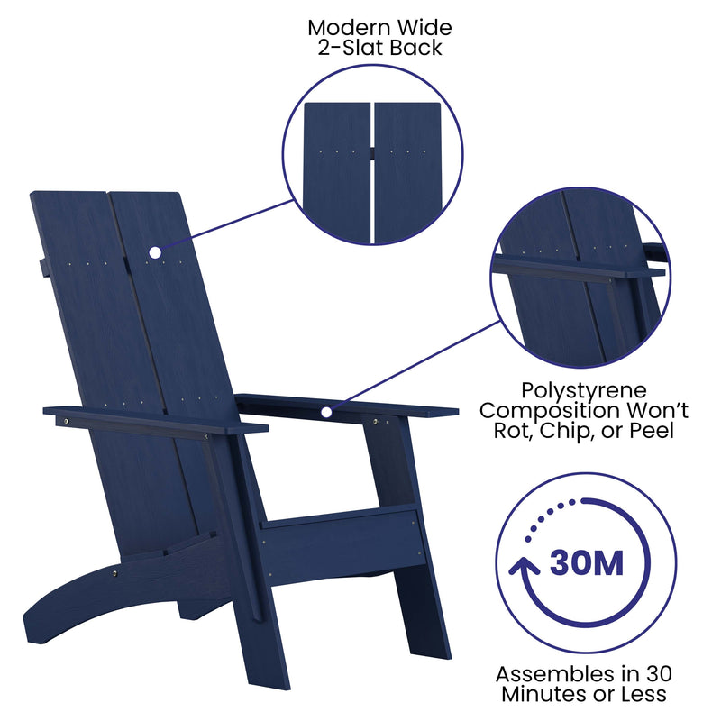 Brady Dual Slat Poly Resin Adirondack Chair