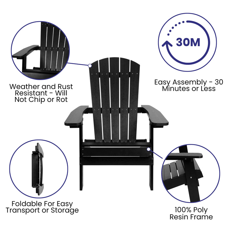 Charlestown All-Weather Poly Resin Indoor/Outdoor Folding Adirondack Chair