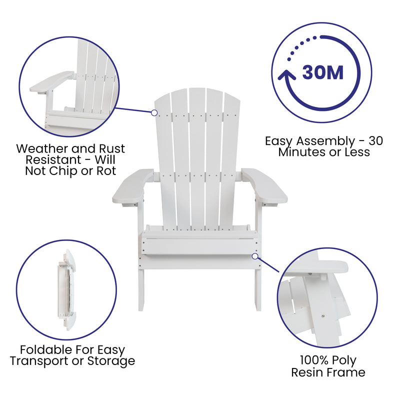 Charlestown All-Weather Poly Resin Indoor/Outdoor Folding Adirondack Chair