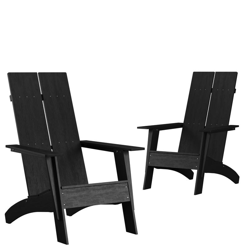 Brady Dual Slat Back Poly Resin Adirondack Chairs, Set of 2