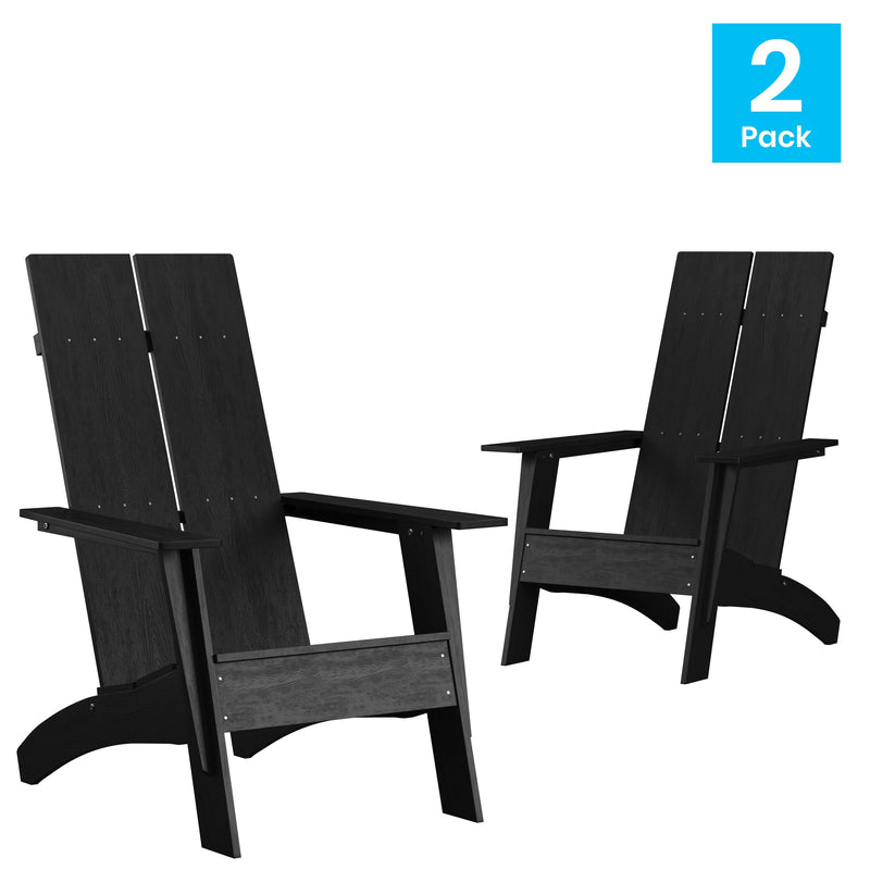 Brady Dual Slat Back Poly Resin Adirondack Chairs, Set of 2