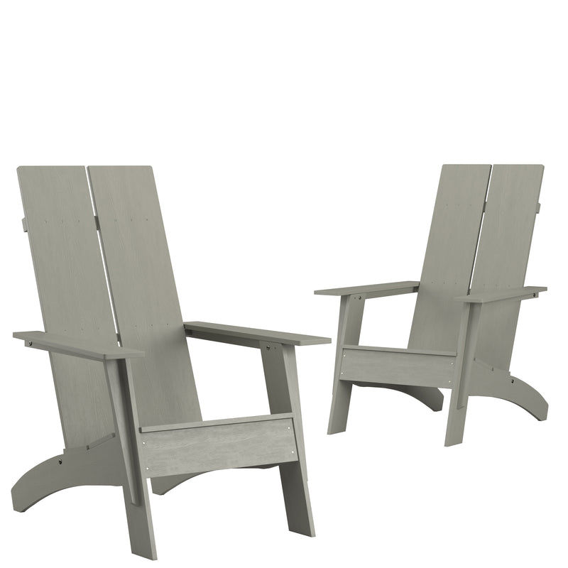 Brady Dual Slat Back Poly Resin Adirondack Chairs, Set of 2