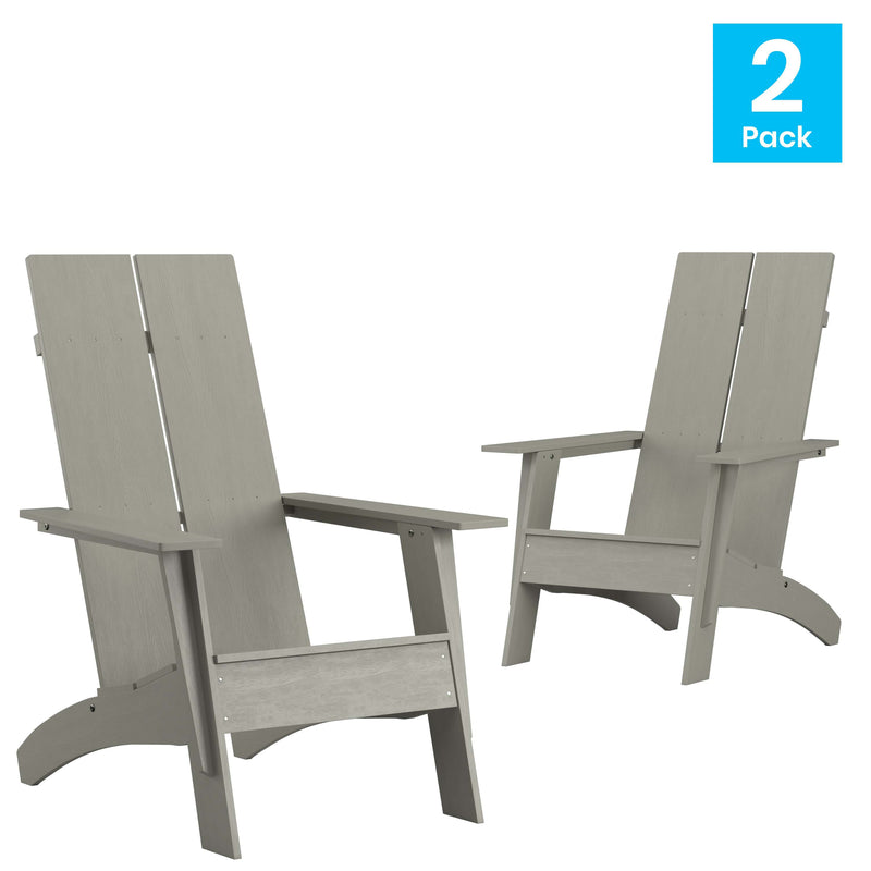 Brady Dual Slat Back Poly Resin Adirondack Chairs, Set of 2