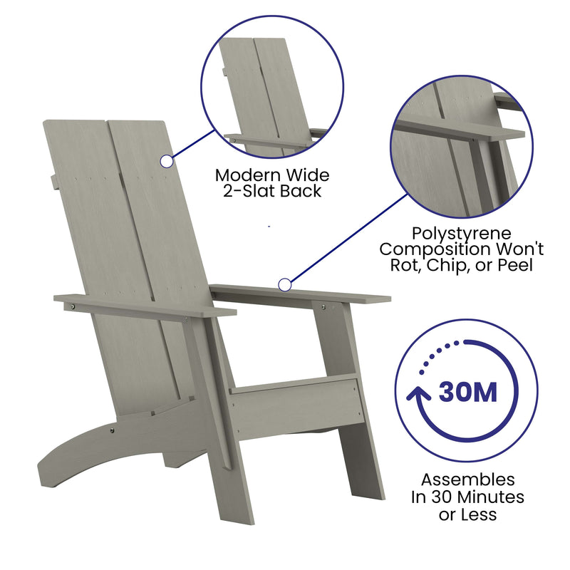 Brady Dual Slat Back Poly Resin Adirondack Chairs, Set of 2