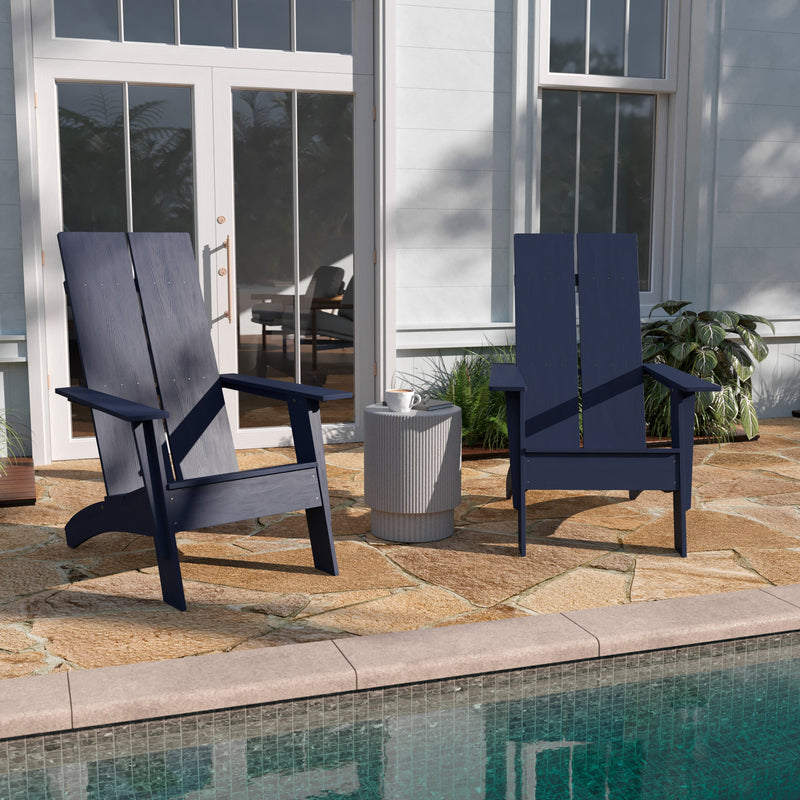 Brady Dual Slat Back Poly Resin Adirondack Chairs, Set of 2