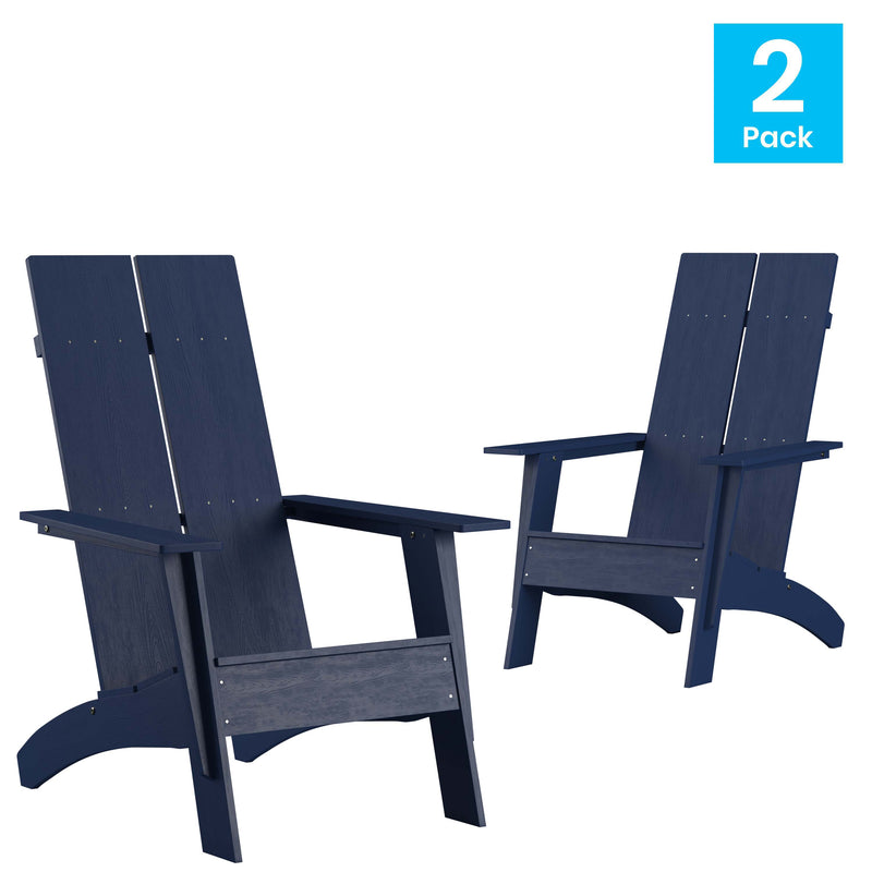 Brady Dual Slat Back Poly Resin Adirondack Chairs, Set of 2