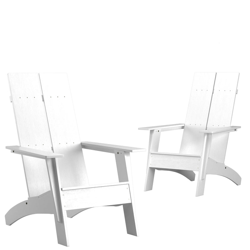 Brady Dual Slat Back Poly Resin Adirondack Chairs, Set of 2