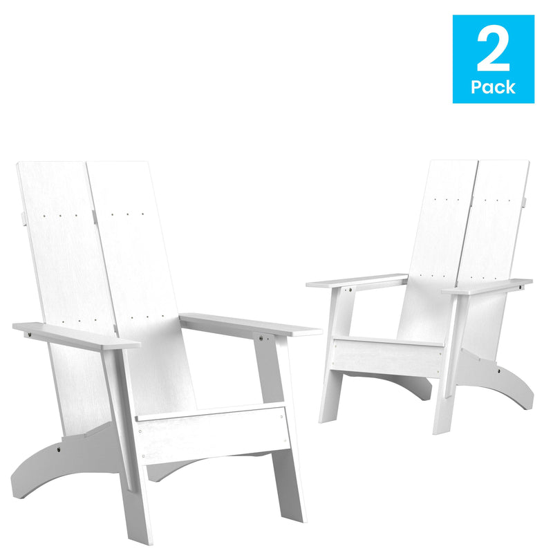 Brady Dual Slat Back Poly Resin Adirondack Chairs, Set of 2