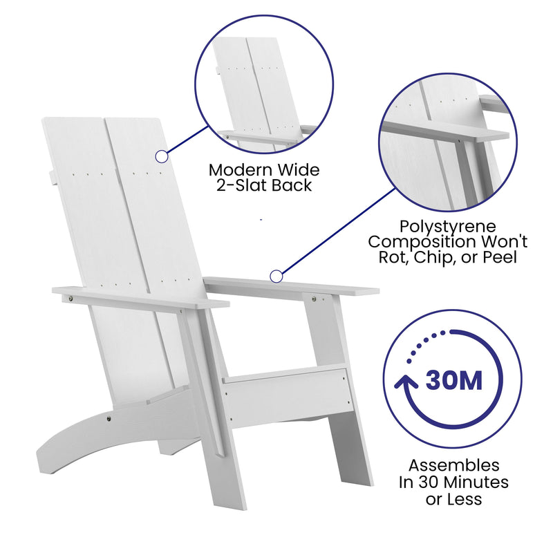 Brady Dual Slat Back Poly Resin Adirondack Chairs, Set of 2