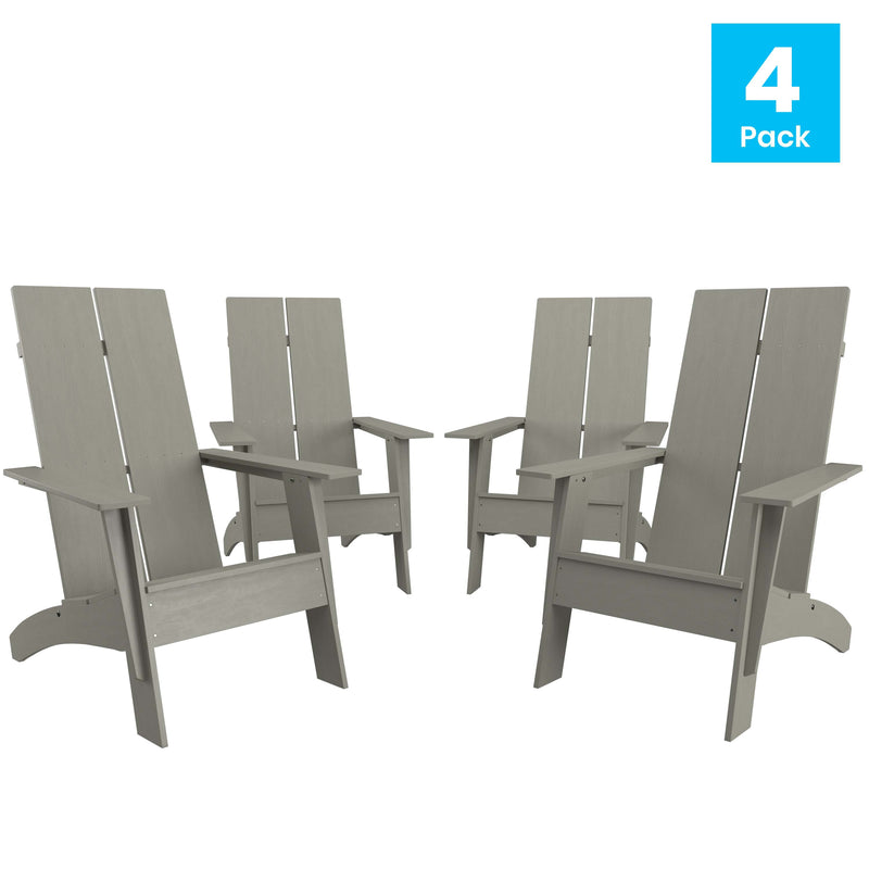 Brady Dual Slat Poly Resin Adirondack Chair, Set of 4