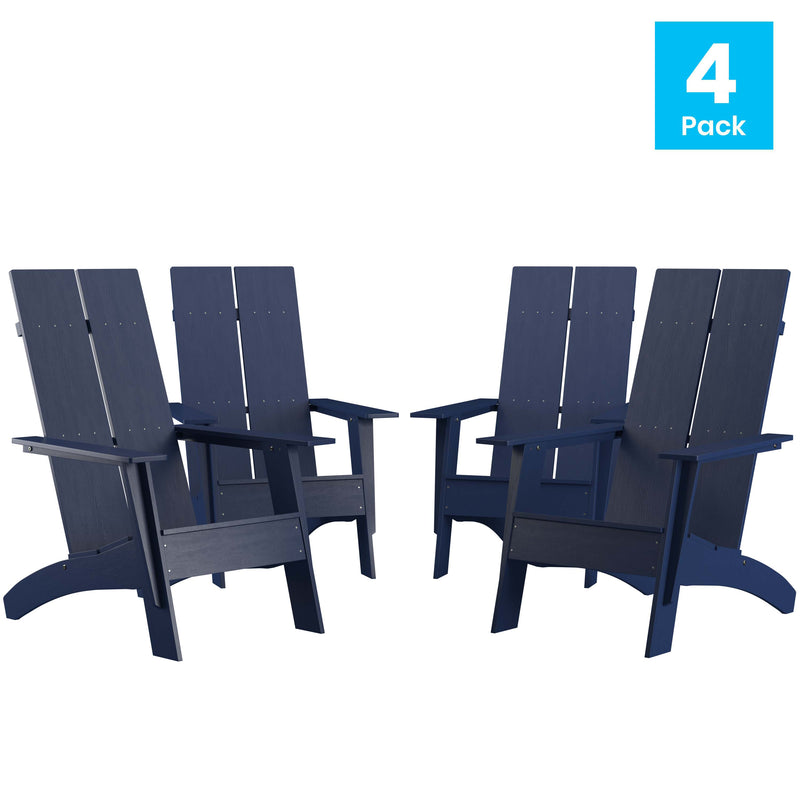 Brady Dual Slat Poly Resin Adirondack Chair, Set of 4