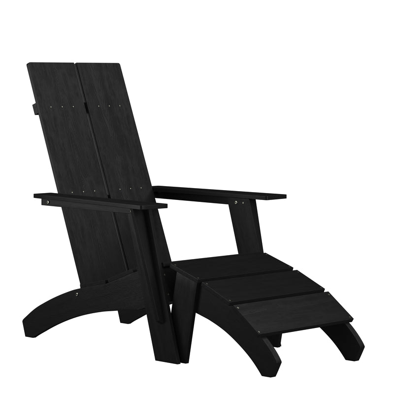 Brady Dual Slat Poly Resin Adirondack Chair with Foot Rest