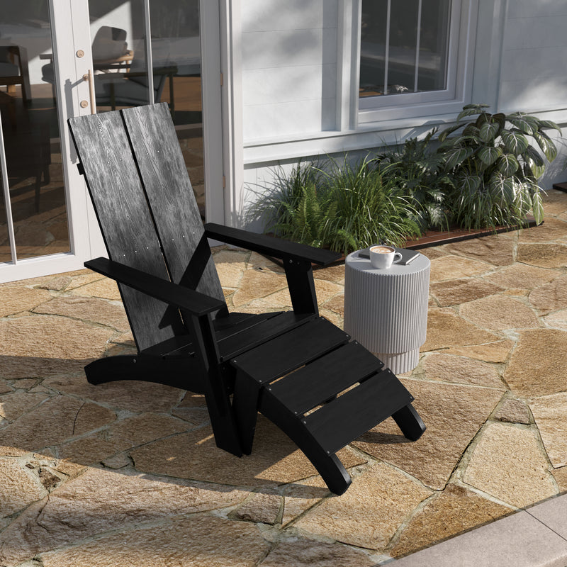 Brady Dual Slat Poly Resin Adirondack Chair with Foot Rest