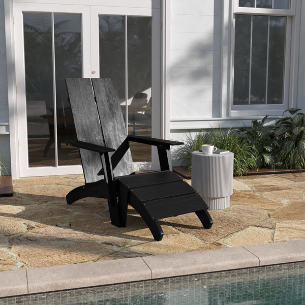 Brady Dual Slat Poly Resin Adirondack Chair with Foot Rest