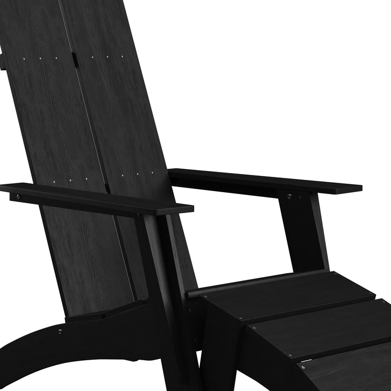 Brady Dual Slat Poly Resin Adirondack Chair with Foot Rest