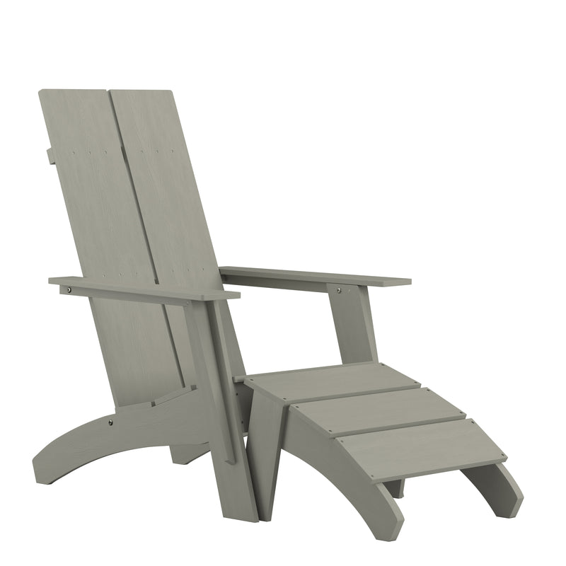 Brady Dual Slat Poly Resin Adirondack Chair with Foot Rest