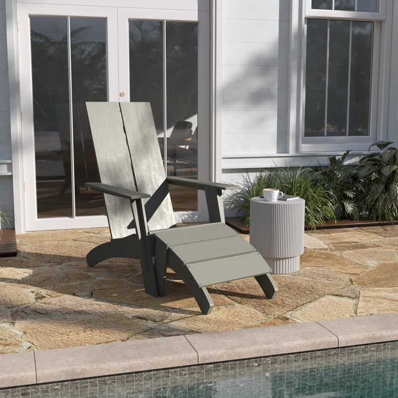 Brady Dual Slat Poly Resin Adirondack Chair with Foot Rest