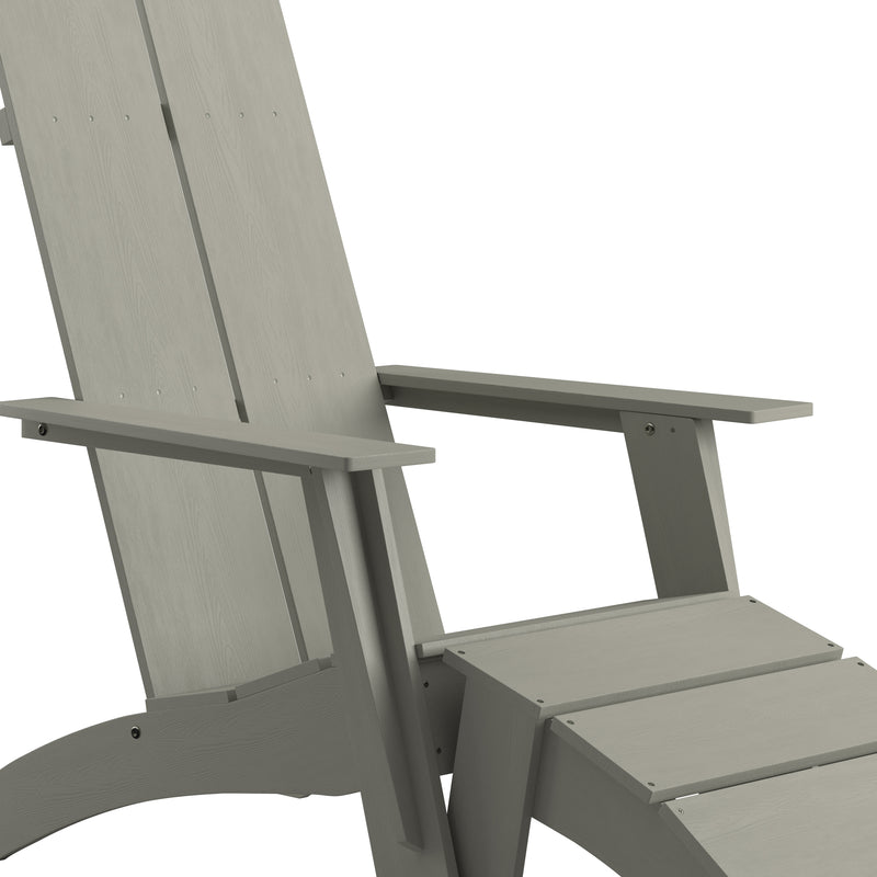 Brady Dual Slat Poly Resin Adirondack Chair with Foot Rest