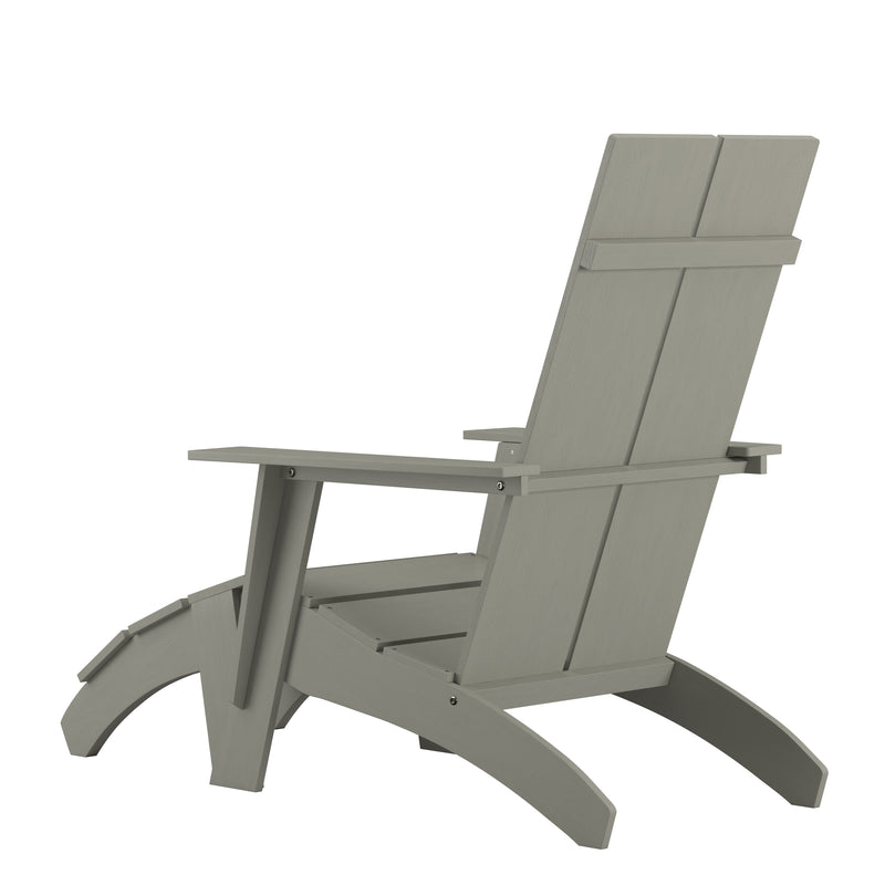 Brady Dual Slat Poly Resin Adirondack Chair with Foot Rest