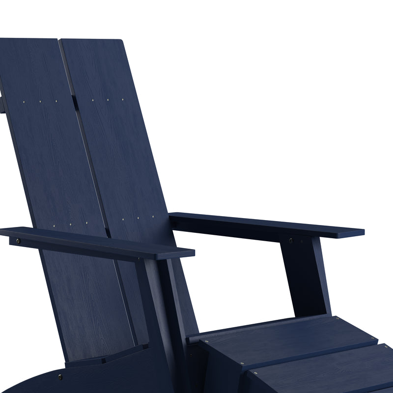 Brady Dual Slat Poly Resin Adirondack Chair with Foot Rest