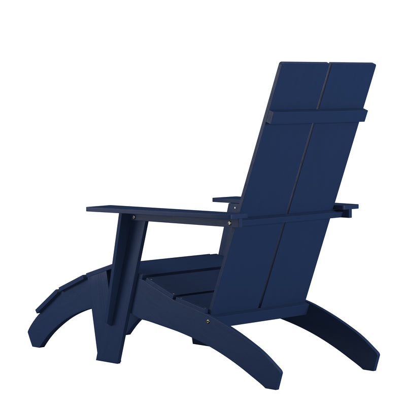 Brady Dual Slat Poly Resin Adirondack Chair with Foot Rest