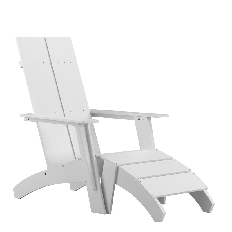 Brady Dual Slat Poly Resin Adirondack Chair with Foot Rest