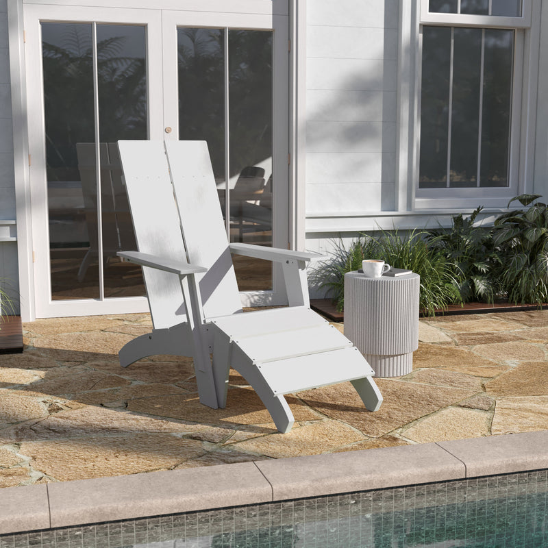 Brady Dual Slat Poly Resin Adirondack Chair with Foot Rest