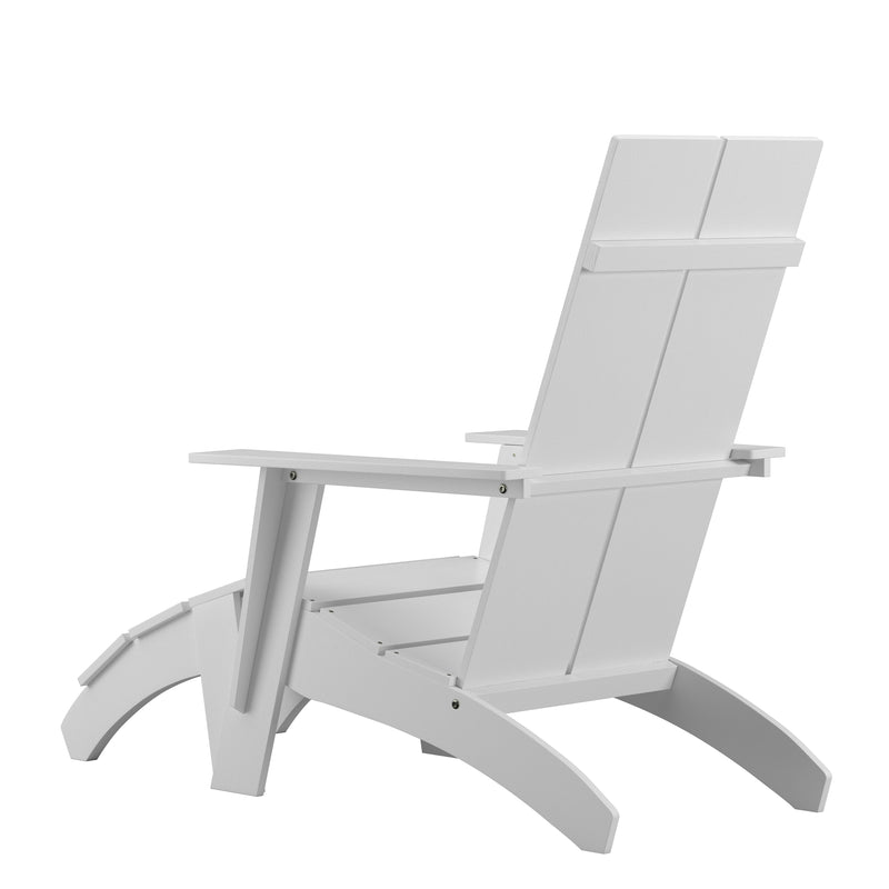 Brady Dual Slat Poly Resin Adirondack Chair with Foot Rest