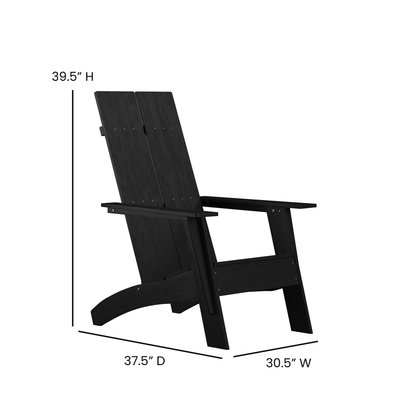 Brady Dual Slat Back Poly Resin Adirondack Chairs with Foot Rests