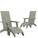 Brady Dual Slat Back Poly Resin Adirondack Chairs with Foot Rests