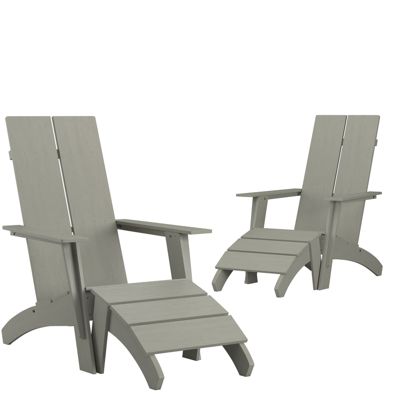 Brady Dual Slat Back Poly Resin Adirondack Chairs with Foot Rests