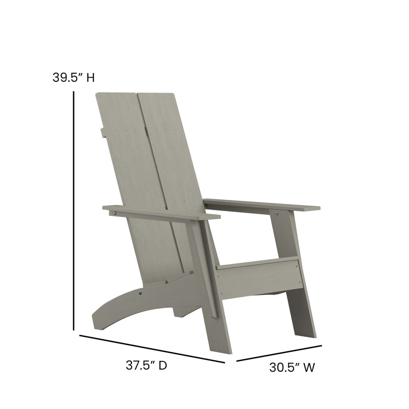 Brady Dual Slat Back Poly Resin Adirondack Chairs with Foot Rests