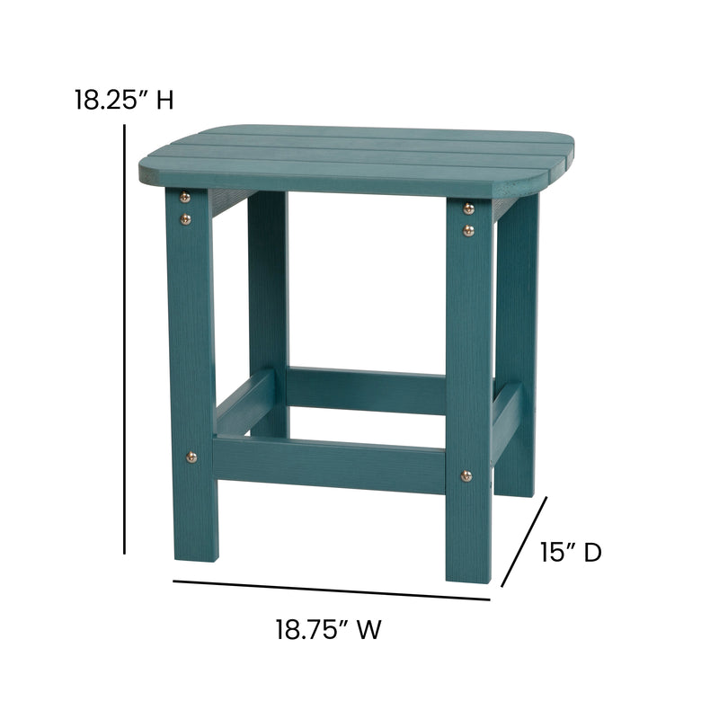 2 Pack Charlestown All-Weather Poly Resin Wood Adirondack Chairs with Side Table