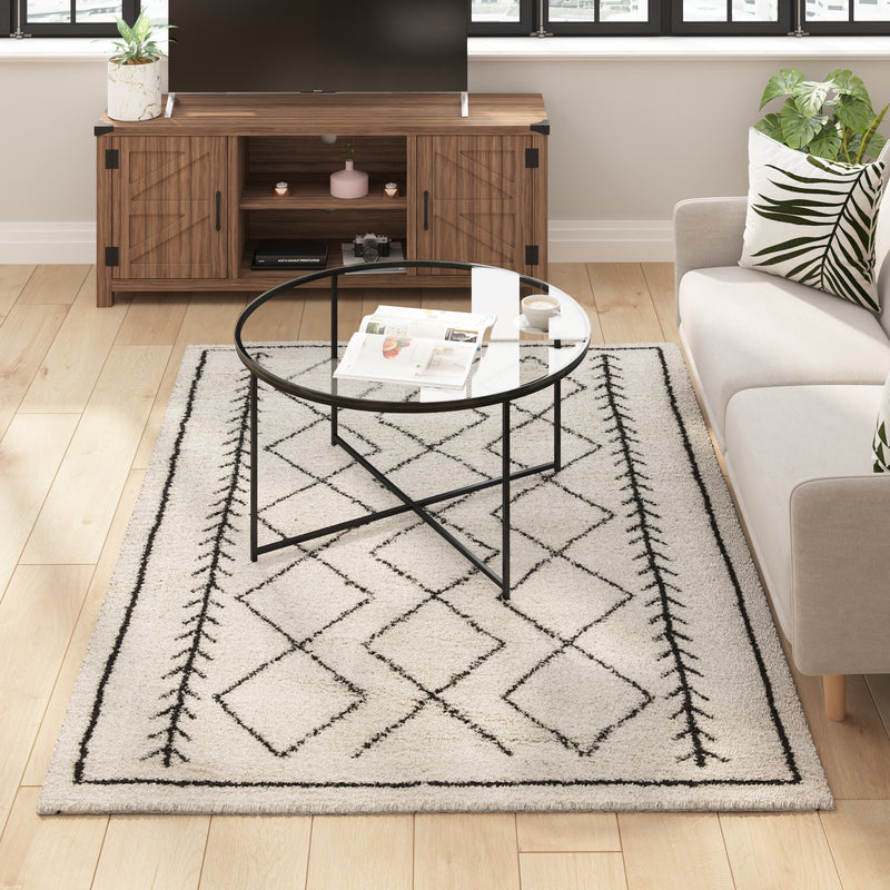 Roxy Geometric Style Bohemian Shag Area Rug