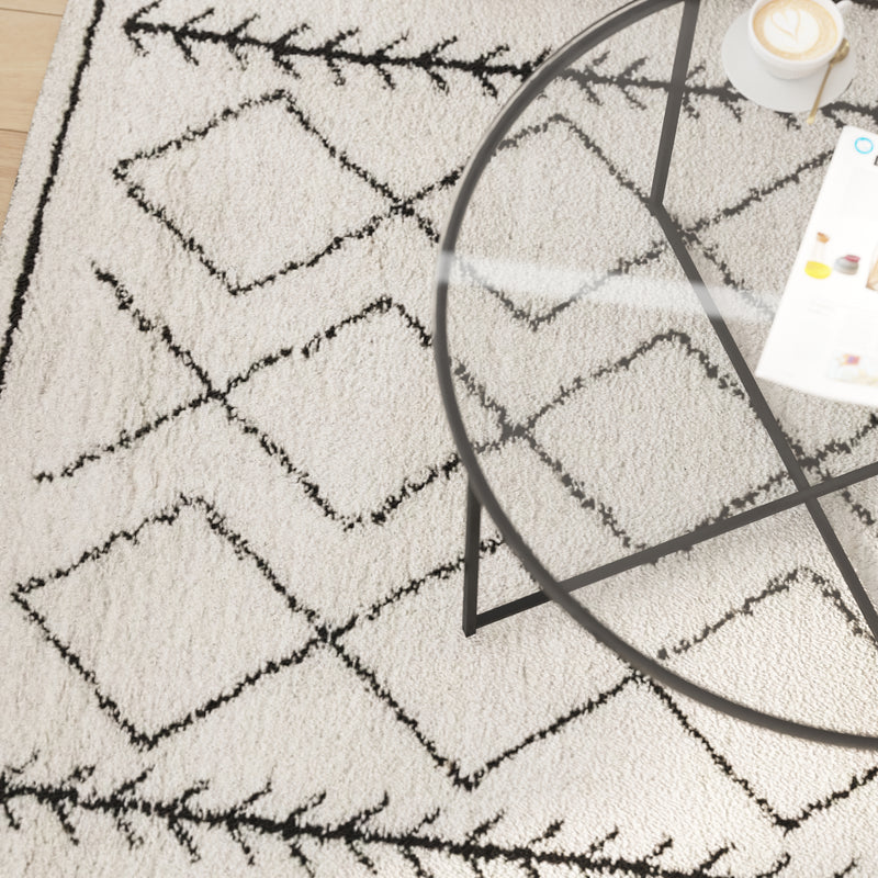 Roxy Geometric Style Bohemian Shag Area Rug