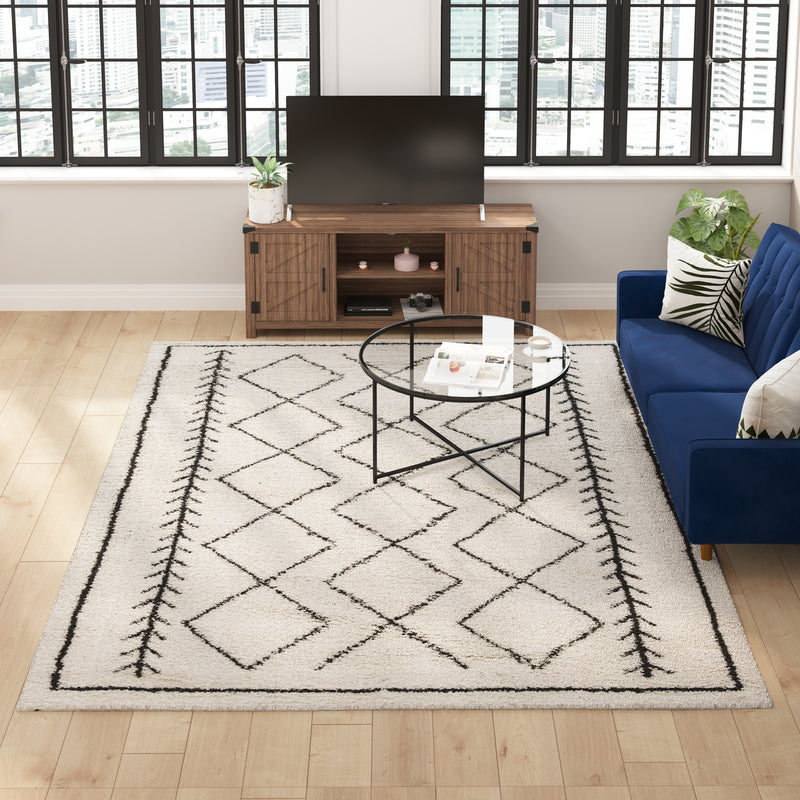 Roxy Geometric Style Bohemian Shag Area Rug