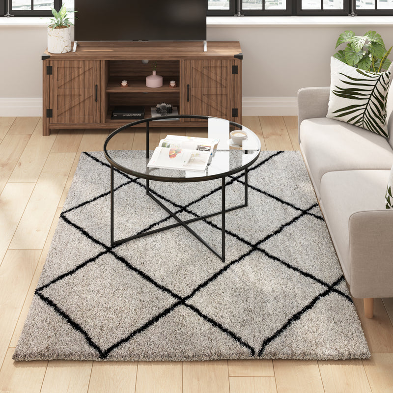 Roxy Shag Style Diamond Trellis Area Rug