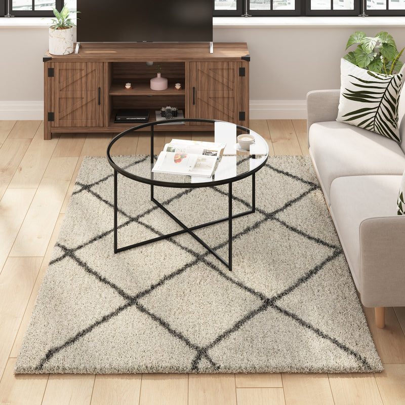 Roxy Shag Style Diamond Trellis Area Rug