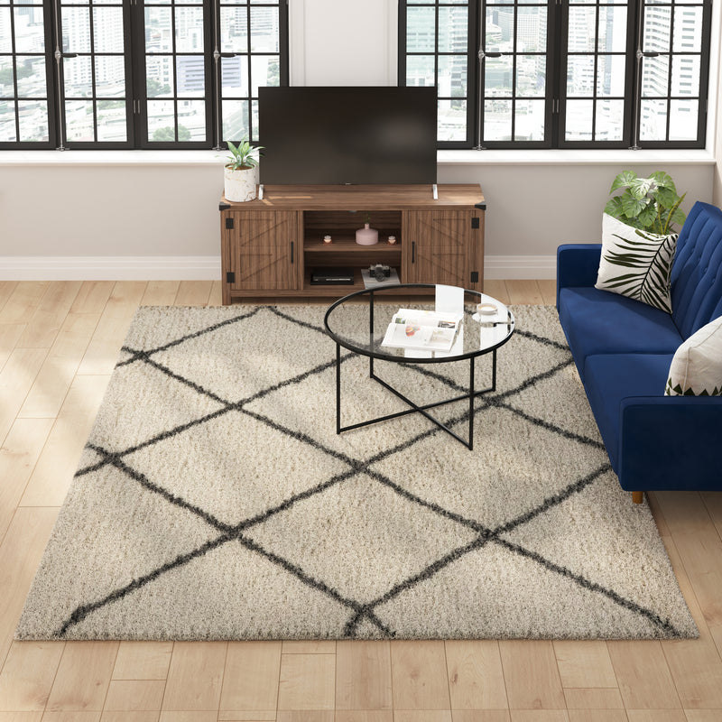 Roxy Shag Style Diamond Trellis Area Rug