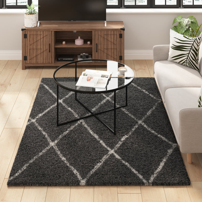 Roxy Shag Style Diamond Trellis Area Rug