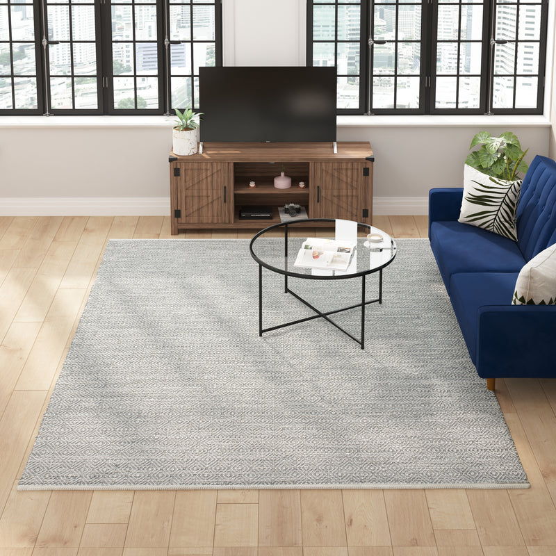 Abbott Handwoven Indoor/Outdoor Diamond Pattern Area Rug in Grey