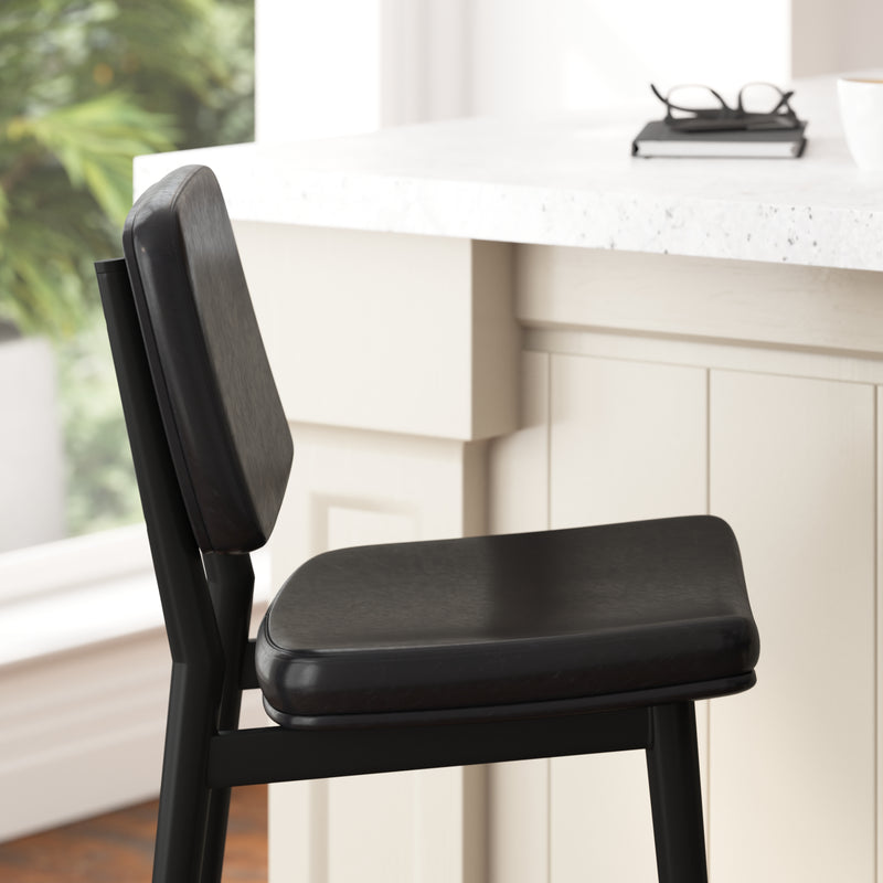 Verta Contoured Faux Leather Bar Stools