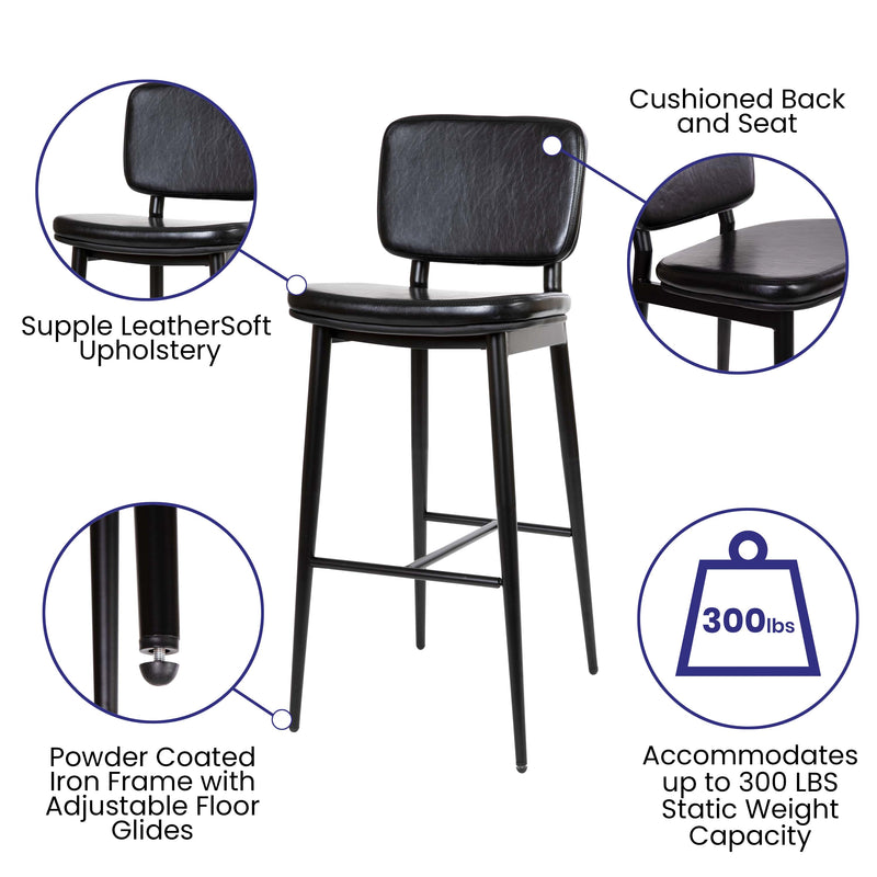 Verta Contoured Faux Leather Bar Stools