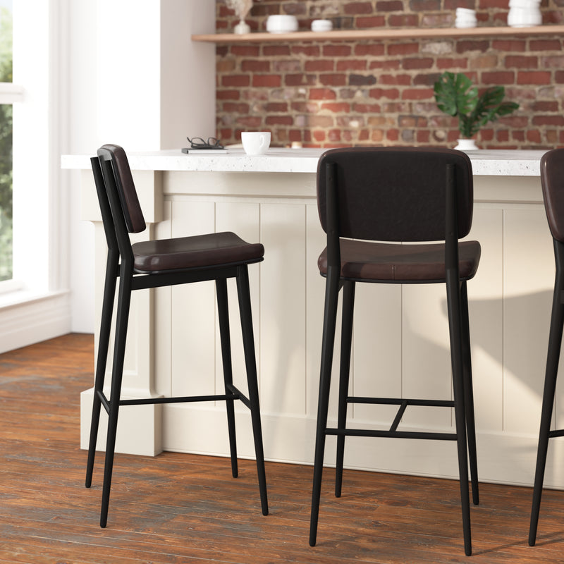 Verta Contoured Faux Leather Bar Stools