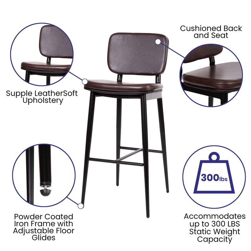 Verta Contoured Faux Leather Bar Stools