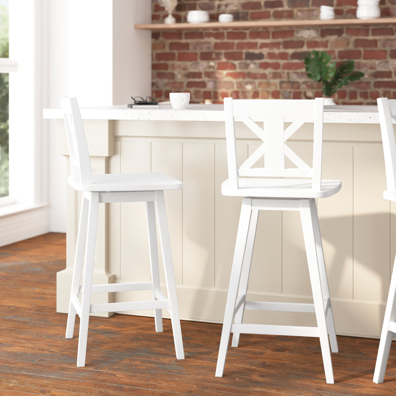 Gisella Modern Wooden Farmhouse Swivel Bar Stool