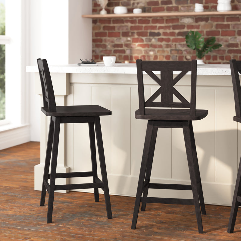 Gisella Modern Wooden Farmhouse Swivel Bar Stool