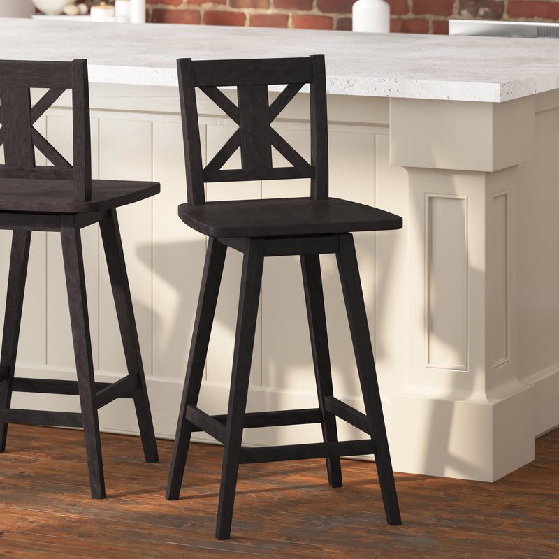 Gisella Modern Wooden Farmhouse Swivel Bar Stool